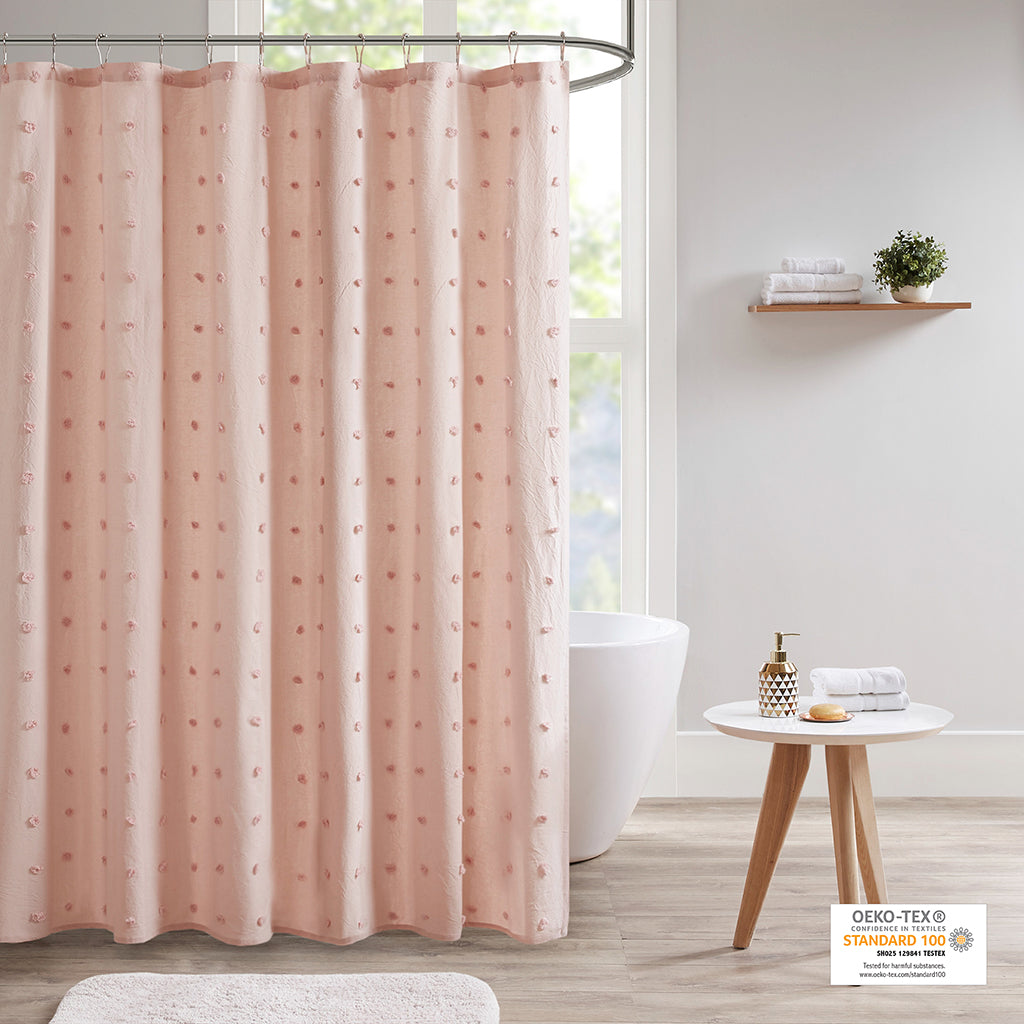 Brooklyn Brooklyn Cotton Jacquard Pom Pom Shower Curtain