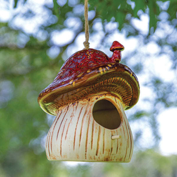 Stoneware Mushroom Birdhouse