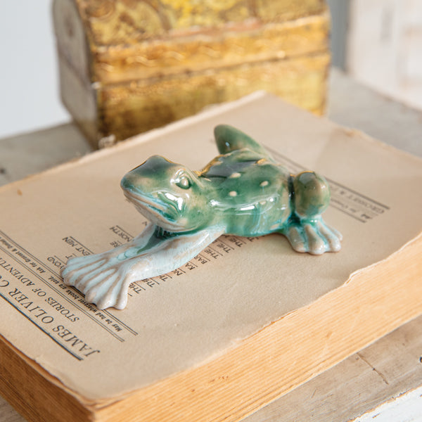 Stretching Frog Figurine