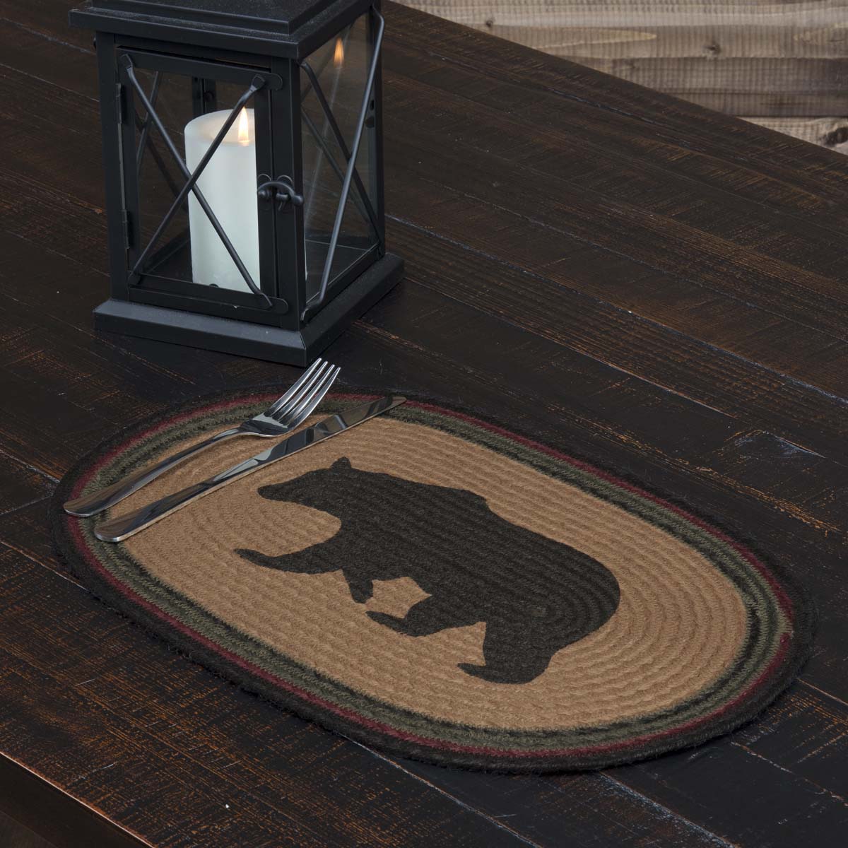 Wyatt Stenciled Bear Jute Placemat Oval Set of 6