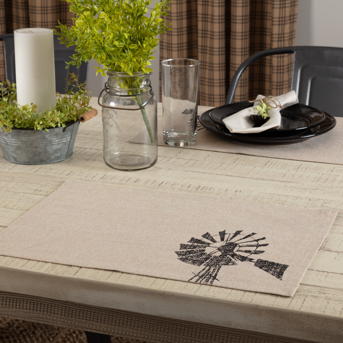 Sawyer Mill Charcoal Windmill Placemat Set of 6