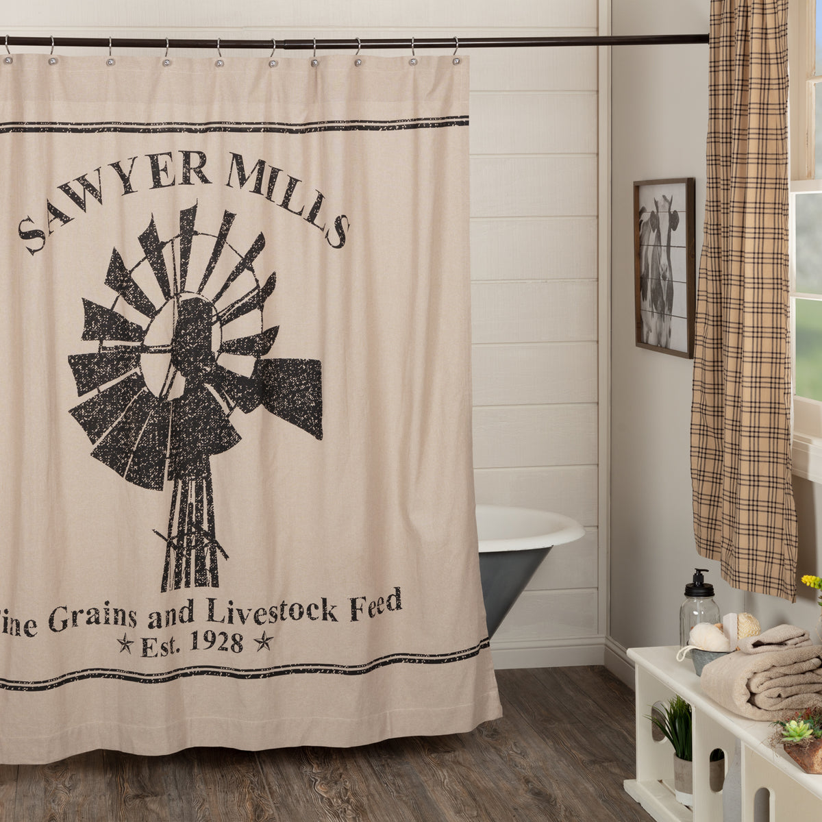 Sawyer Mill Charcoal Windmill Shower Curtain