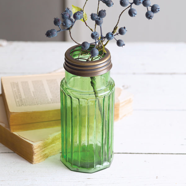 Flower Frog with Recycled Glass Jar