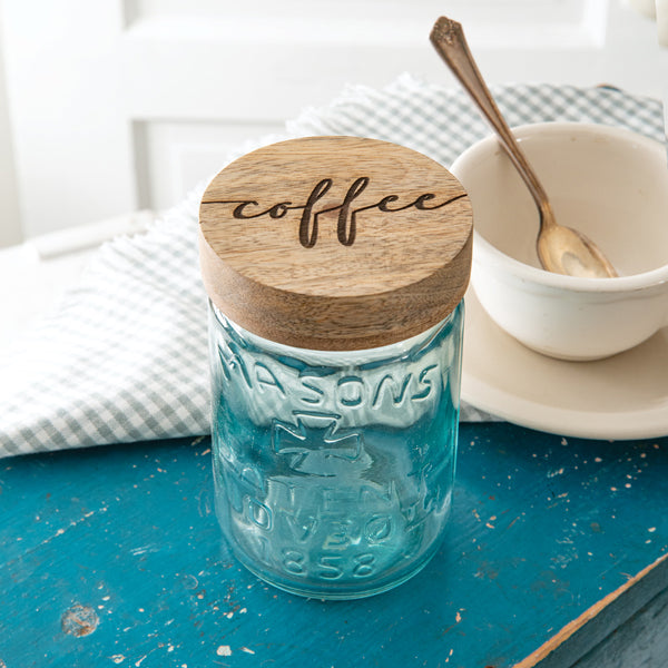 Tall Mason Jar Wood Lid - Coffee - Min of 4