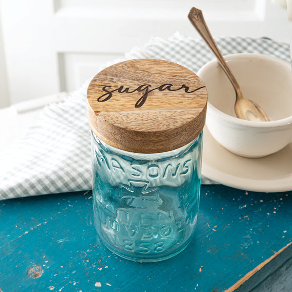 Tall Mason Jar Wood Lid - Sugar - Min of 4