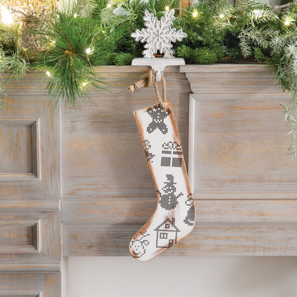 Decorative Wood Stocking - Holiday Print