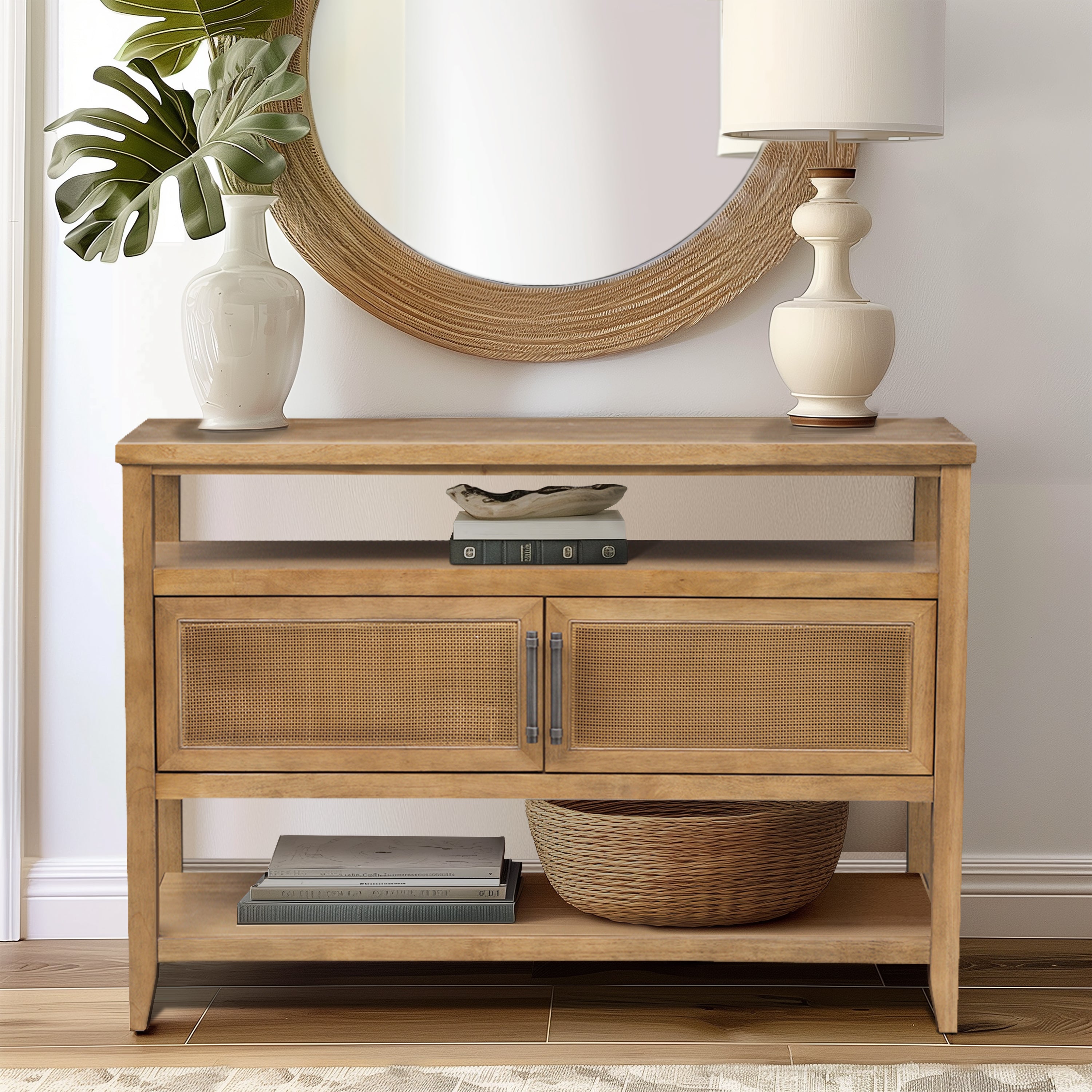 Naomi Round Coffee Table with Shelf