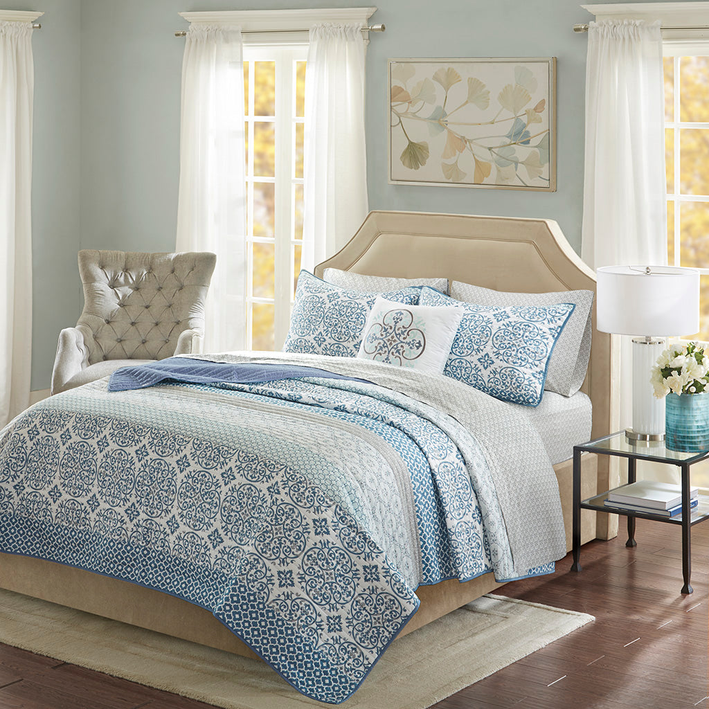 Sybil 8 Piece Quilt Set with Cotton Bed Sheets