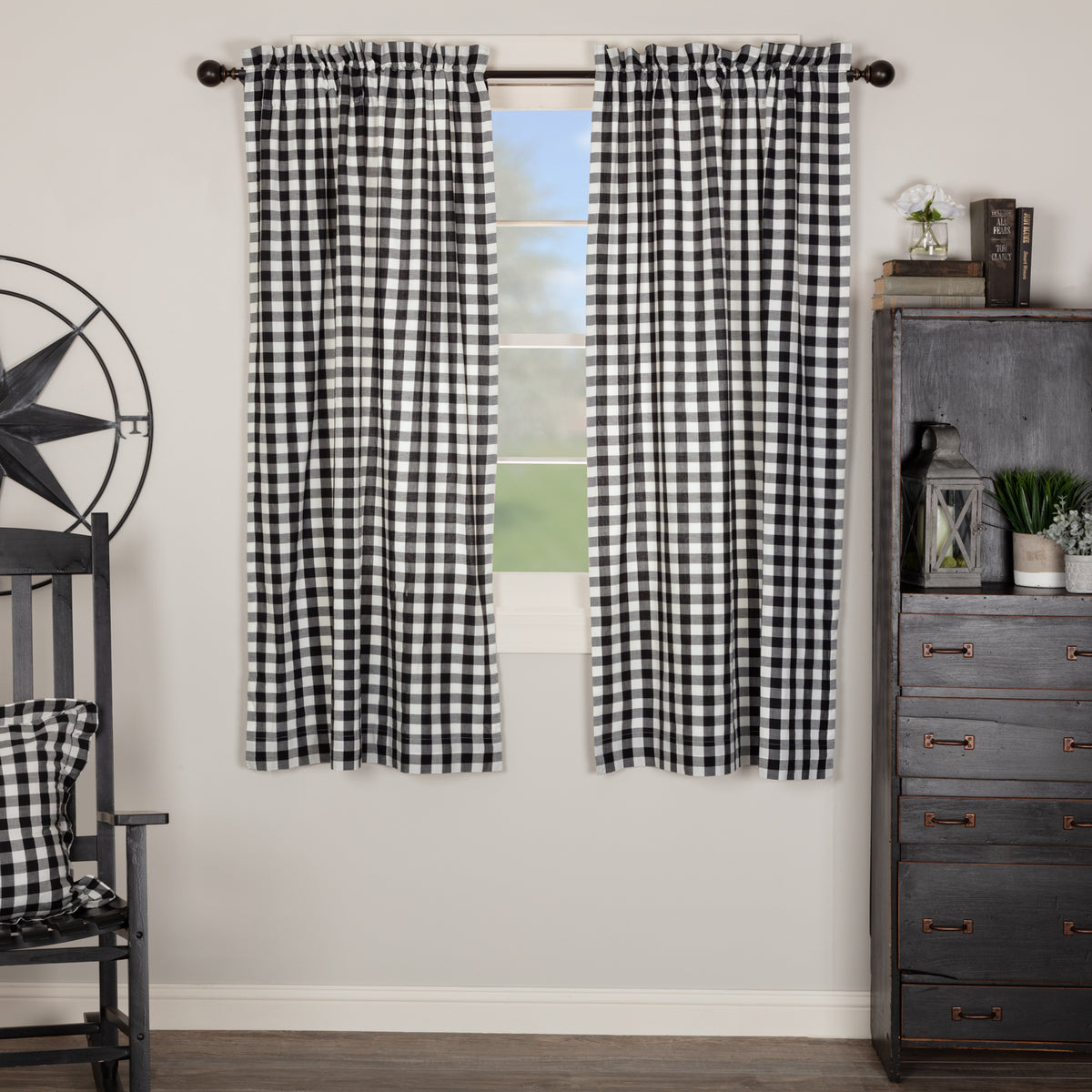 Annie Buffalo Black Check Short Panel Set of 2