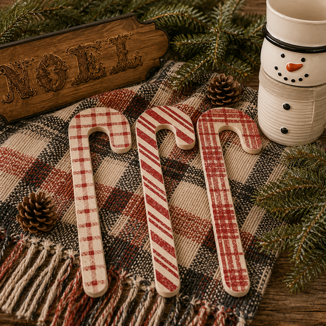 Red Patterned Candy Canes (S/3)