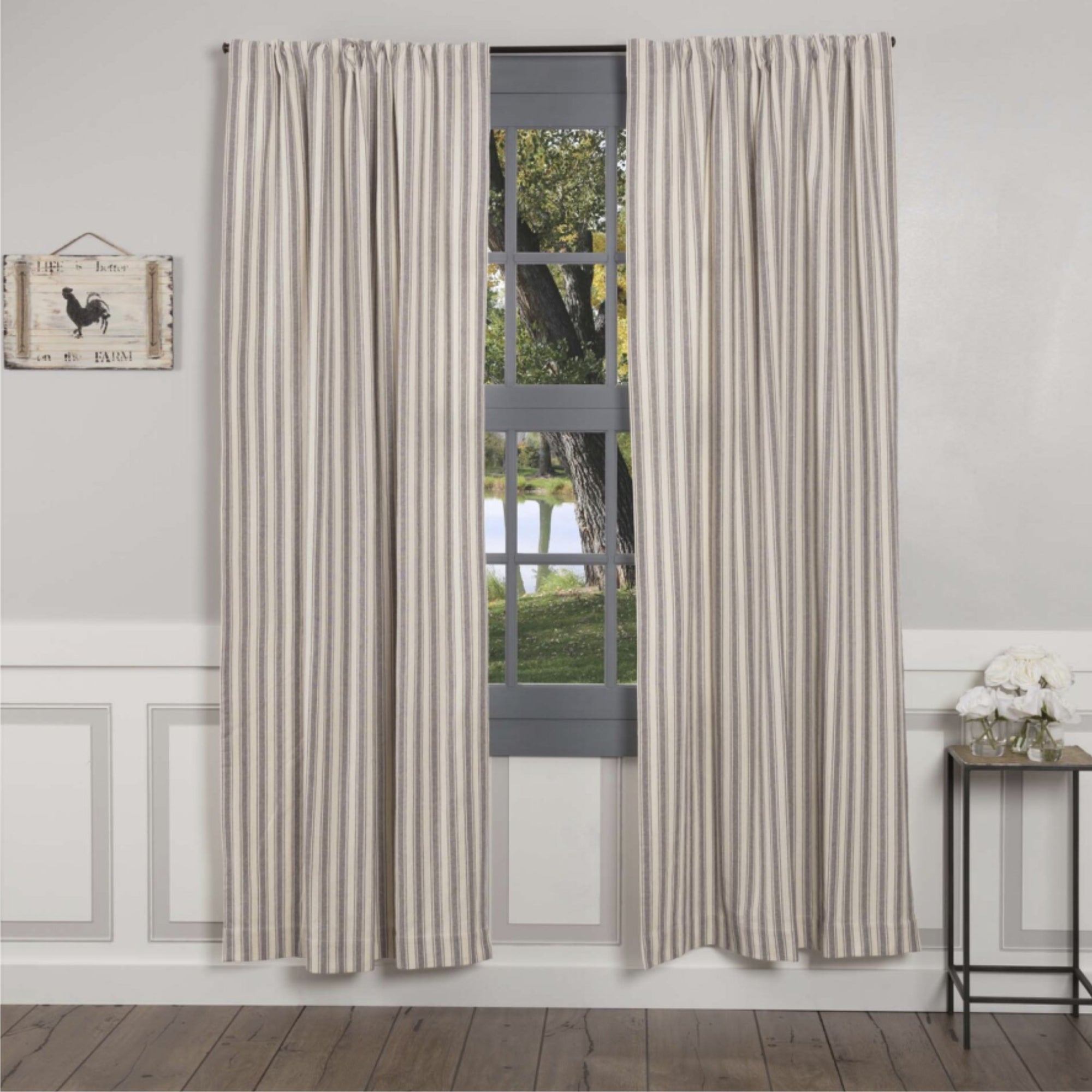 Market Place Gray Ticking Stripe Panel Set of 2 84Lx40W