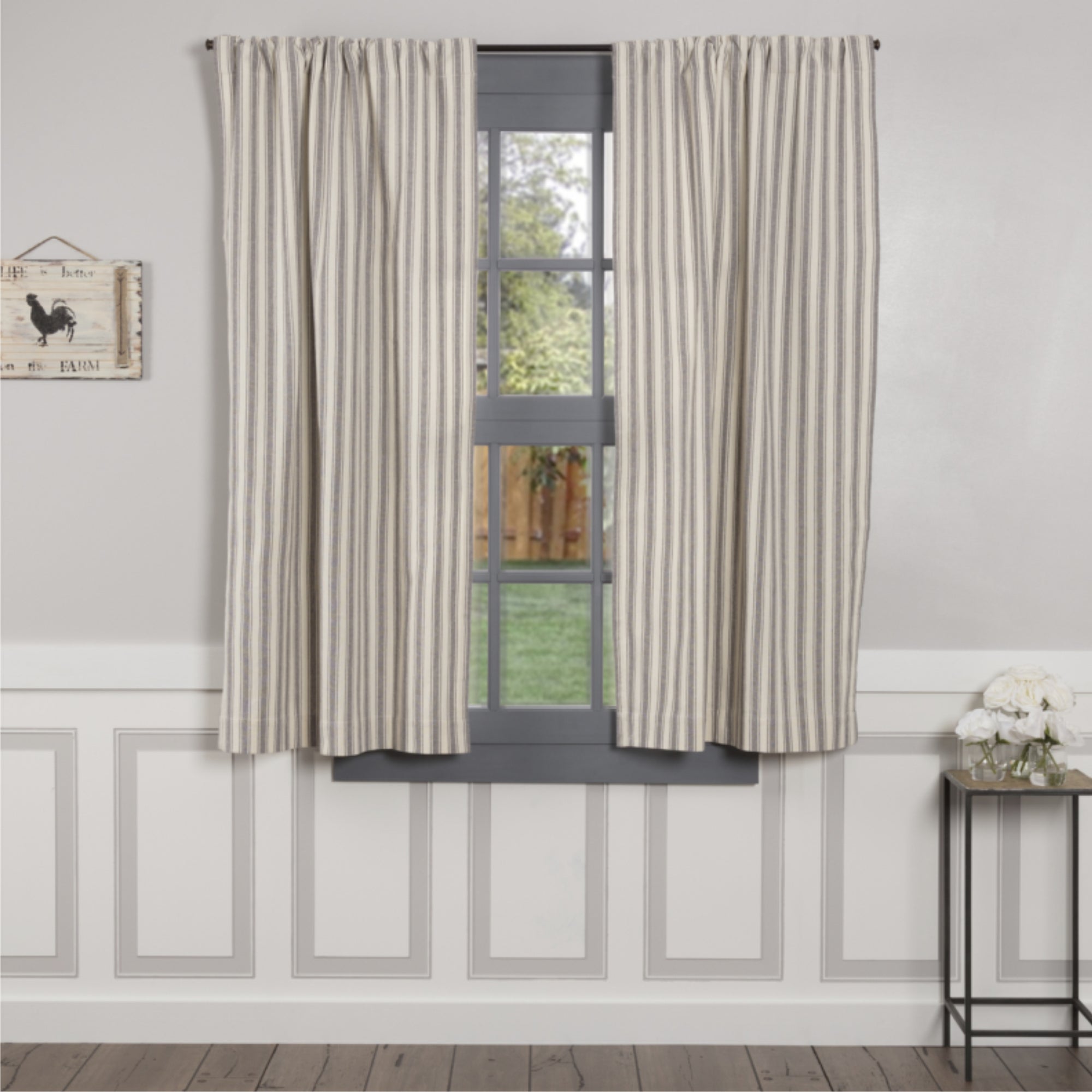 Market Place Gray Ticking Stripe Short Panel Set of 2