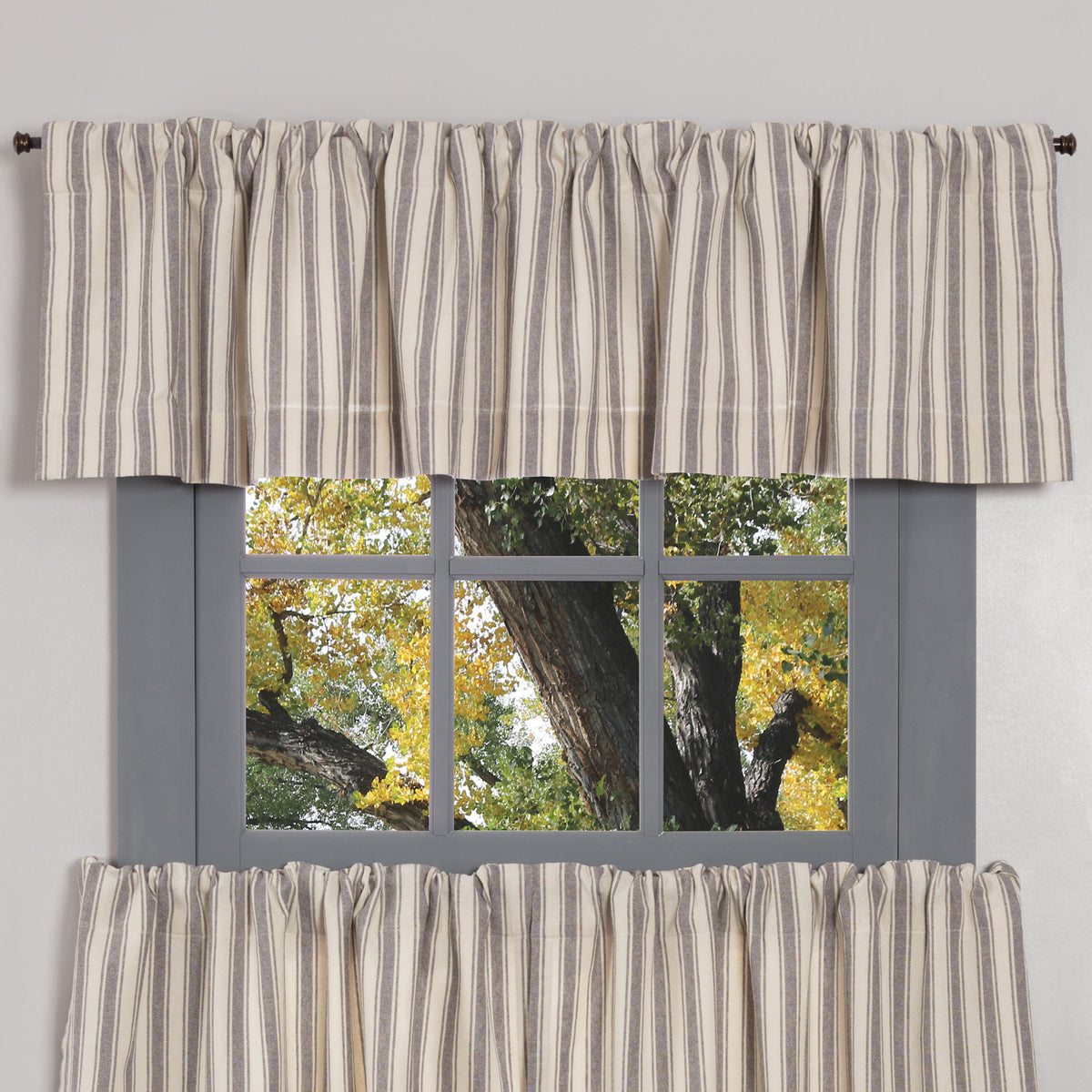 Market Place Gray Ticking Stripe Valance 16Lx72W