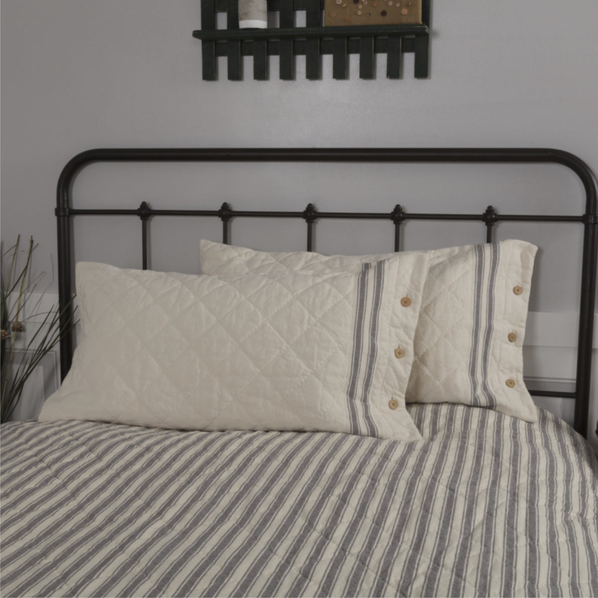 Market Place Gray King Sham 37Lx21W