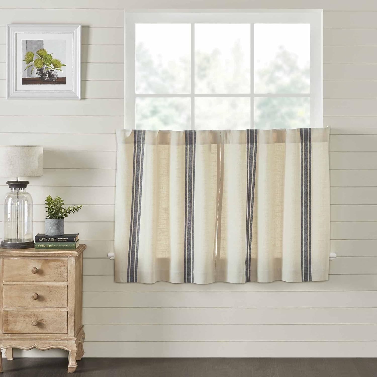 Market Place Gray Grain Sack Stripe Tier Set of 2 24Lx36W