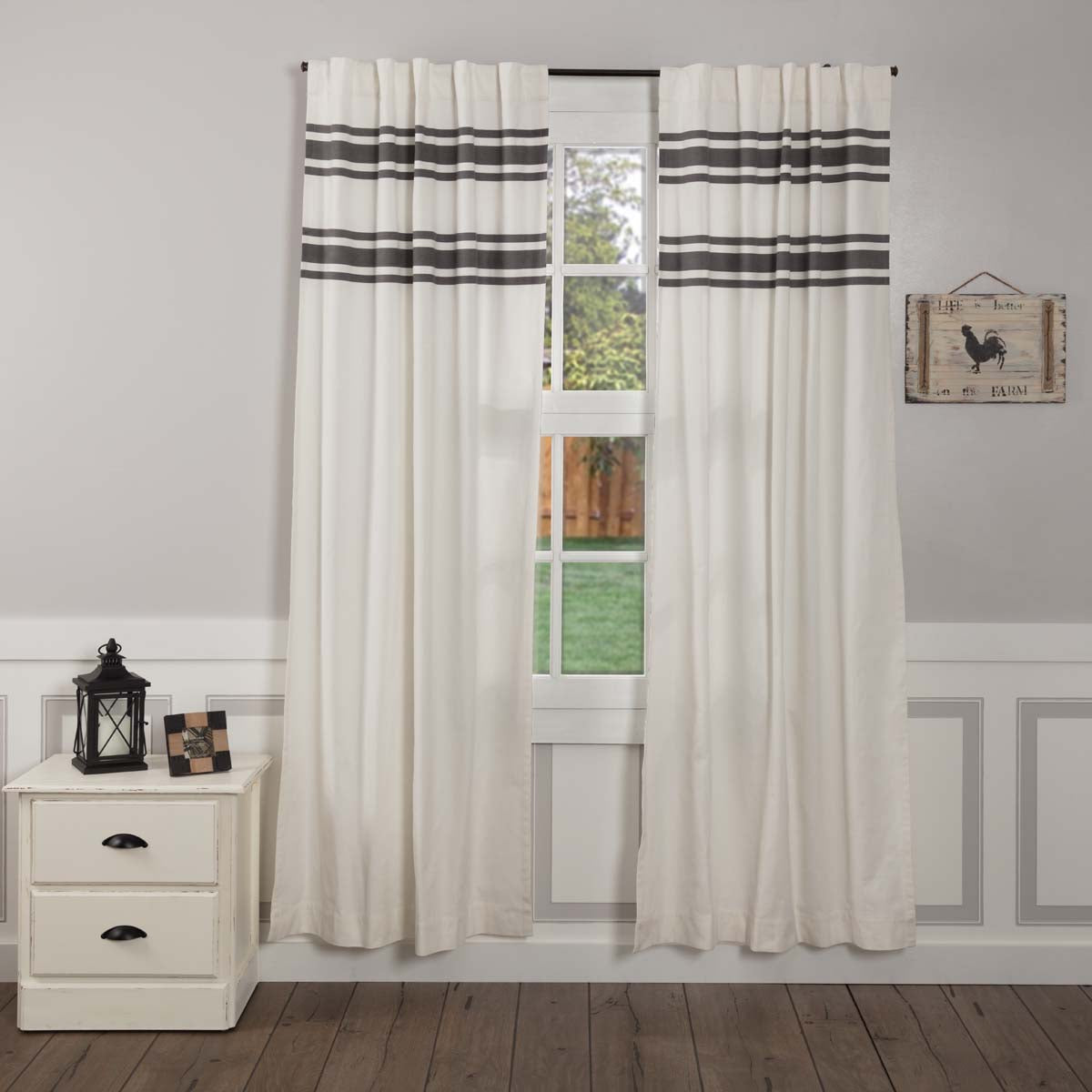 Silo Hill Charcoal Stripe Panel Set of 2