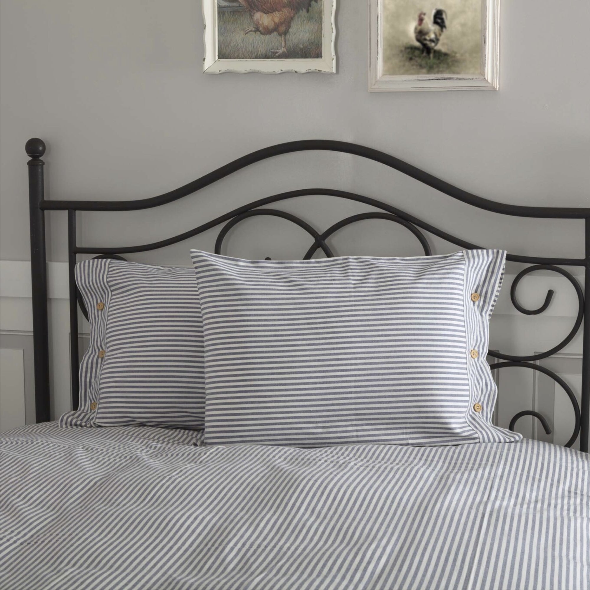 Farmhouse Ticking Blue Standard Sham