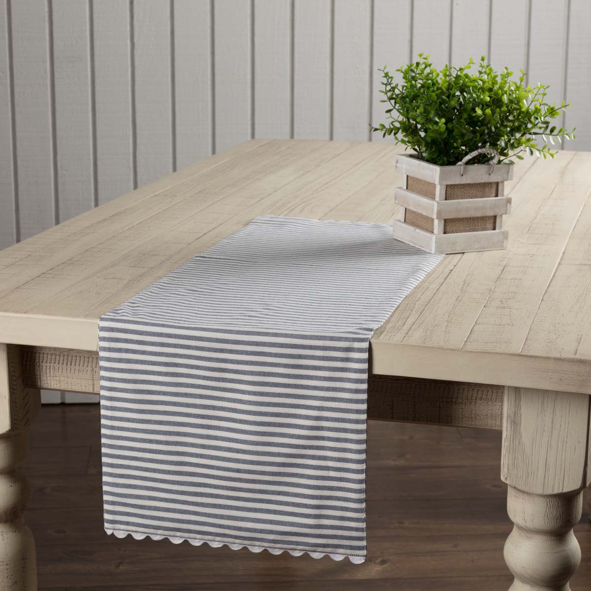 Farmhouse Ticking Blue Runner