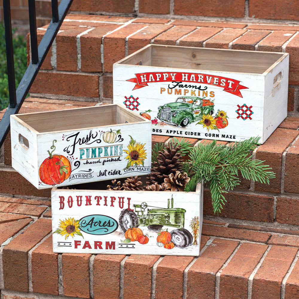 Harvest Wooden Crates (S/3)