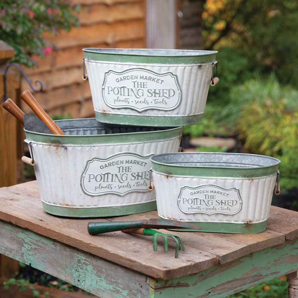 Rustic Potting Shed Planters (S/3)