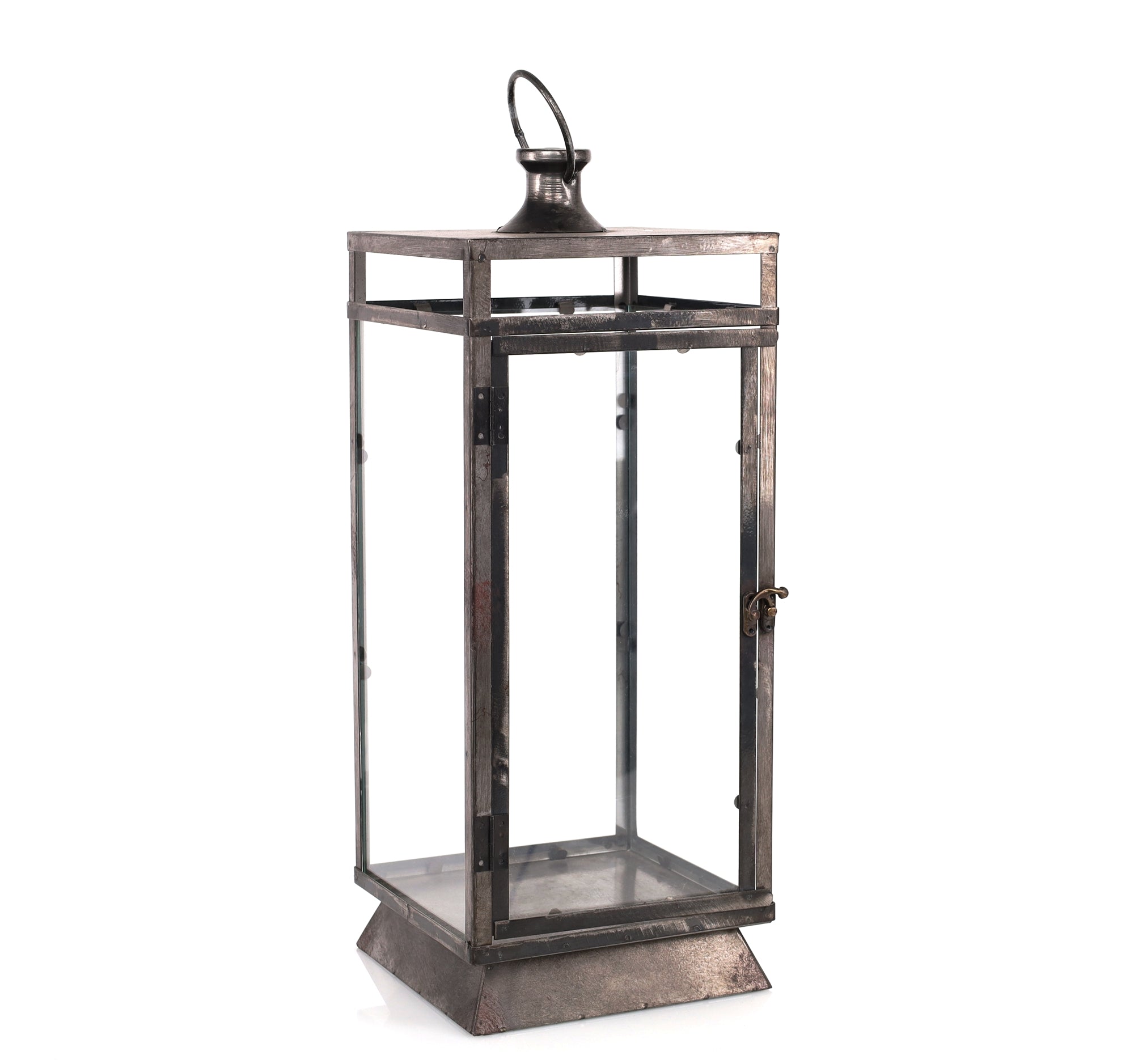 Black Metal Lantern 26.5”H Metal/Glass