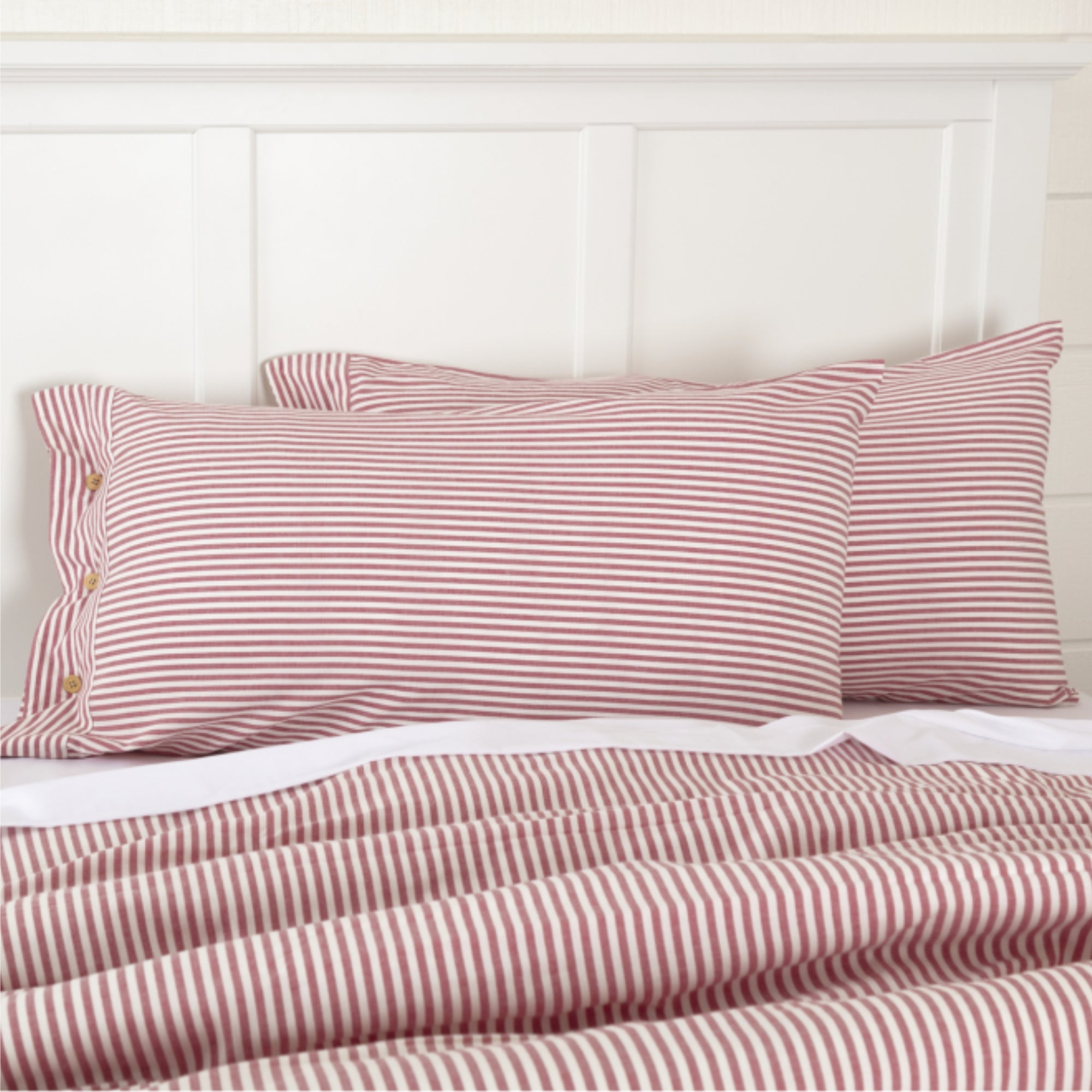 Farmhouse Ticking Red King Sham