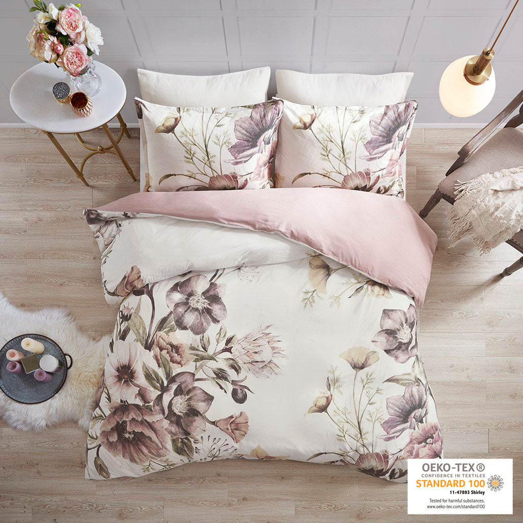 Cassandra 3 Piece Cotton Printed Duvet Cover Set