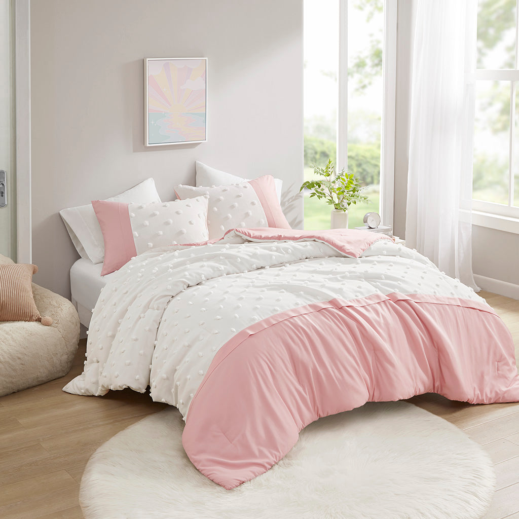 Shay Colorblock Clip Jacquard Comforter Set