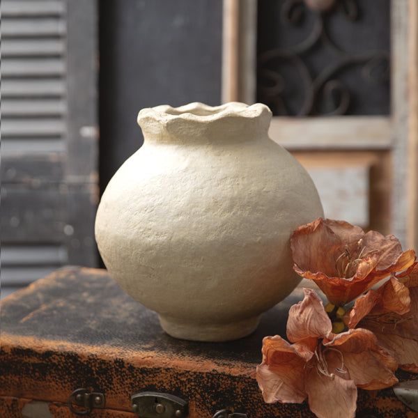 Handmade Paper Mache Flowered Pot