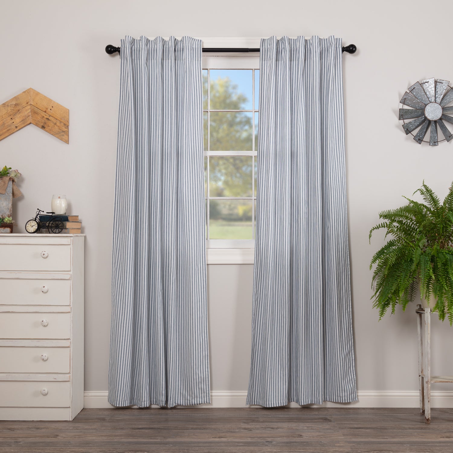 Sawyer Mill Blue Ticking Stripe Panel Set of 2