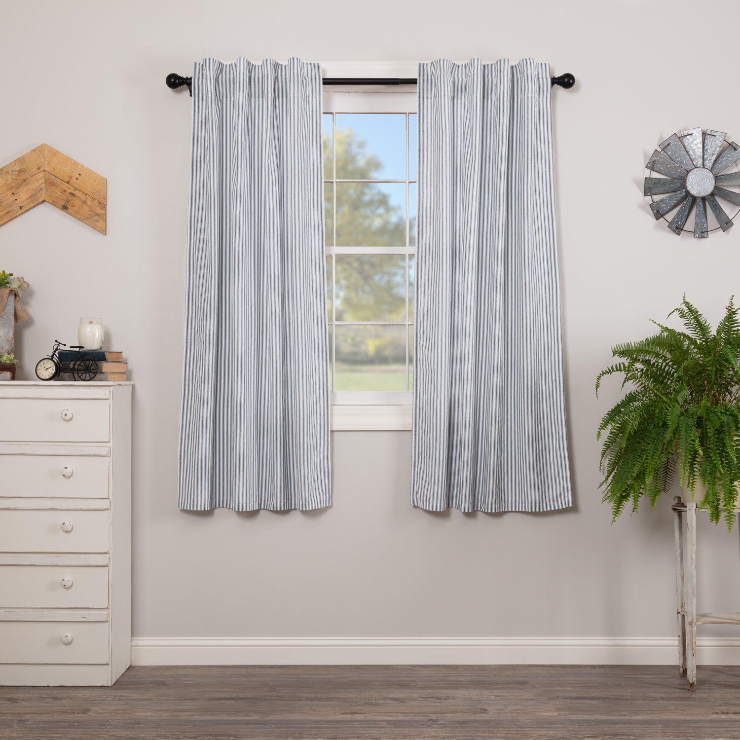 Sawyer Mill Blue Ticking Stripe Short Panel Set of 2