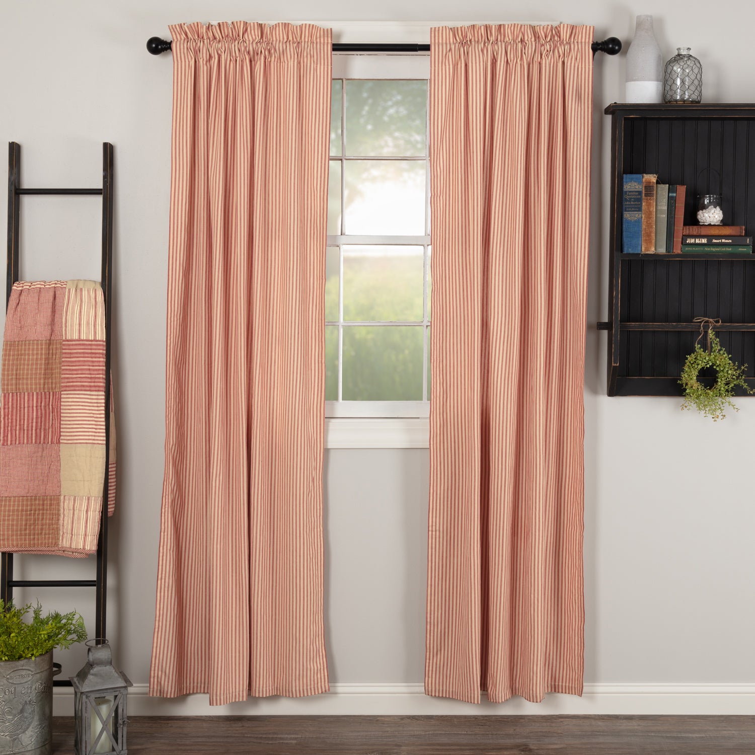 Sawyer Mill Red Ticking Stripe Panel Set of 2