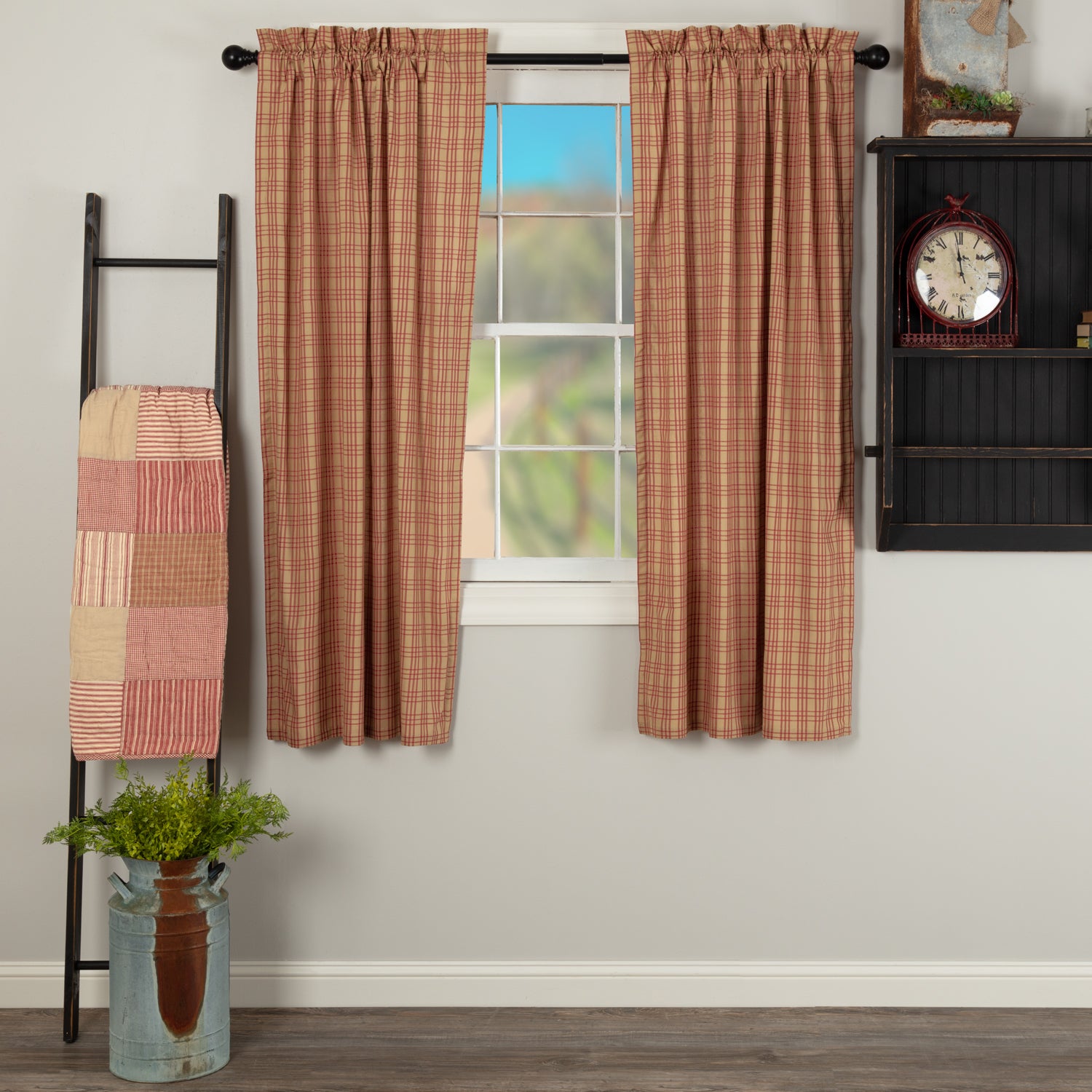 Sawyer Mill Red Plaid Short Panel Set of 2