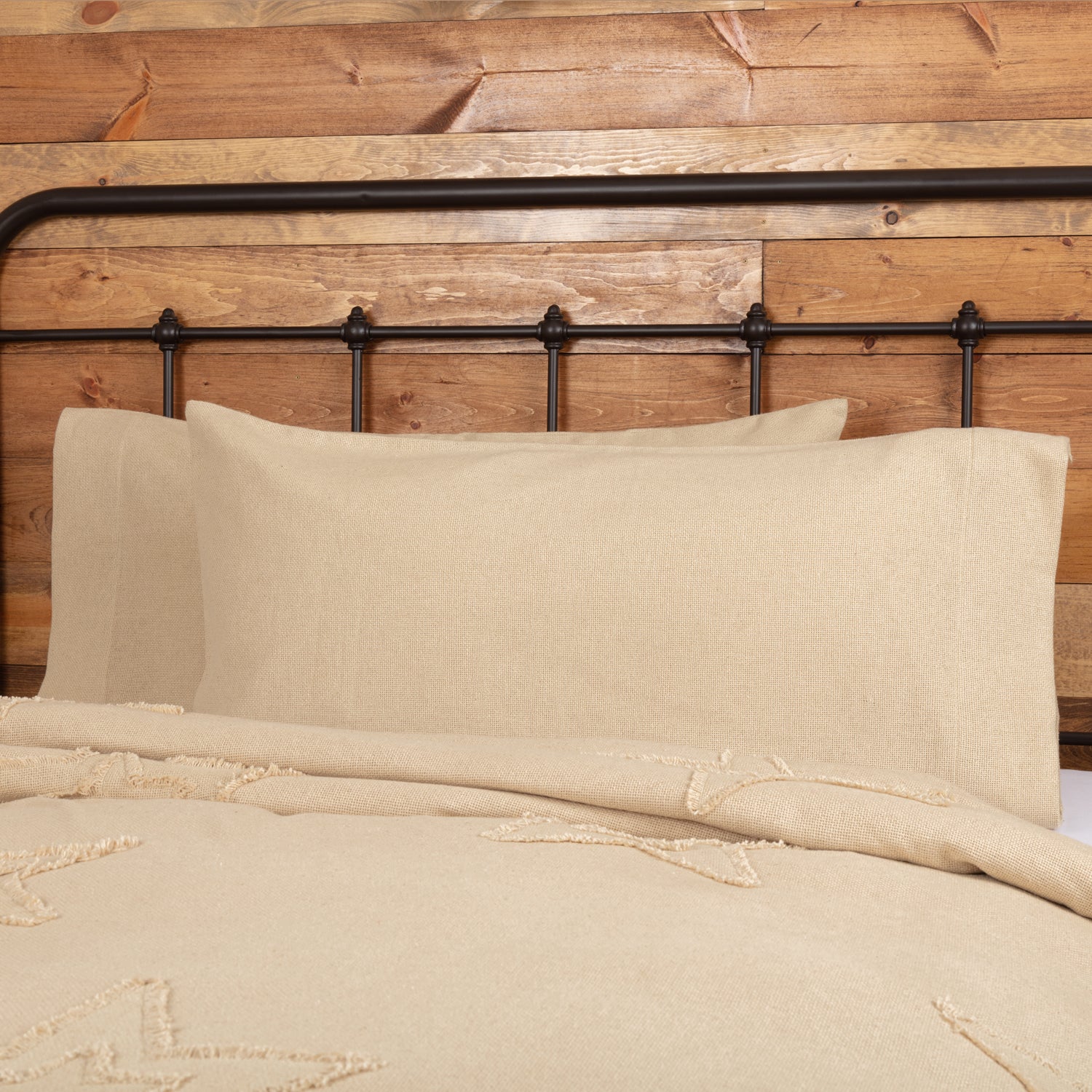 Burlap Vintage King Pillow Case Set of 2