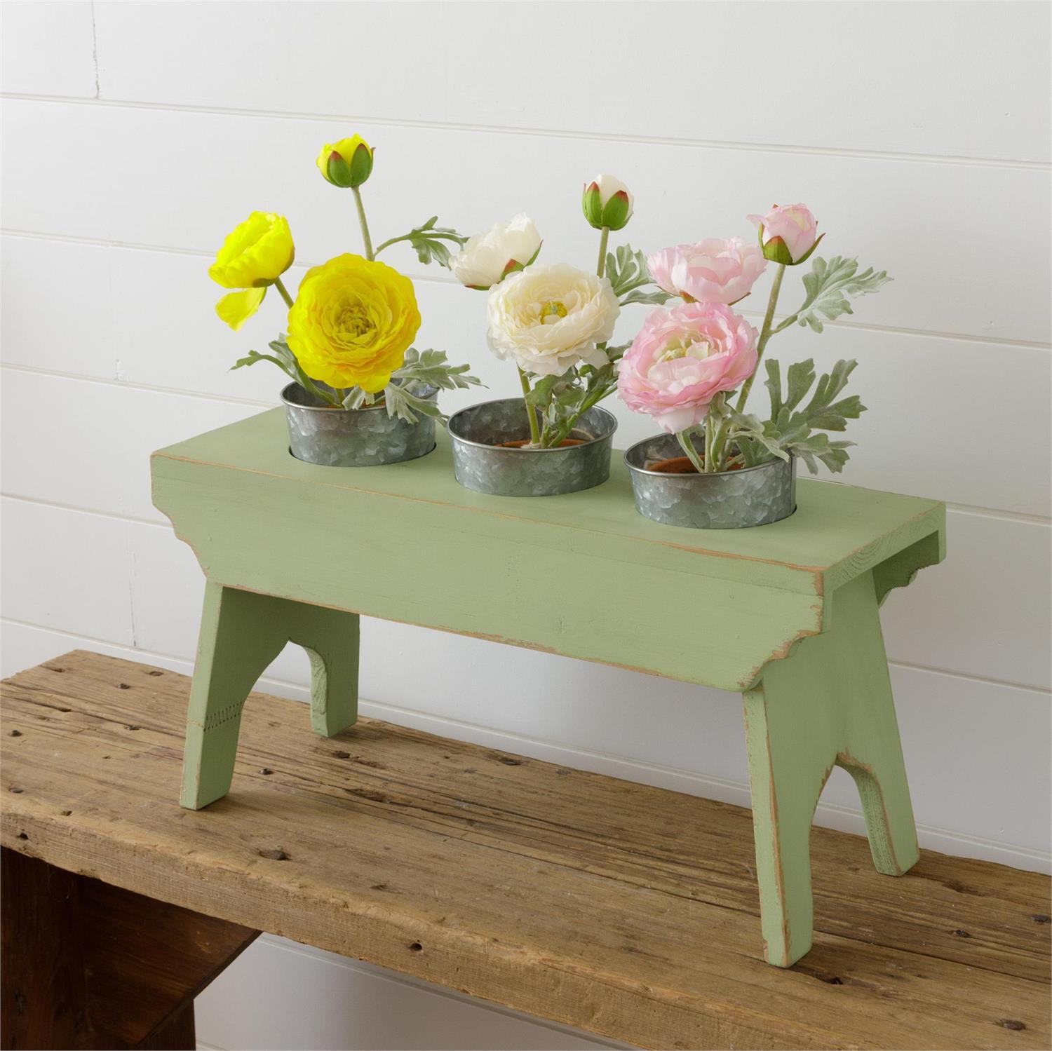 Planter Stand With Galvanized Buckets