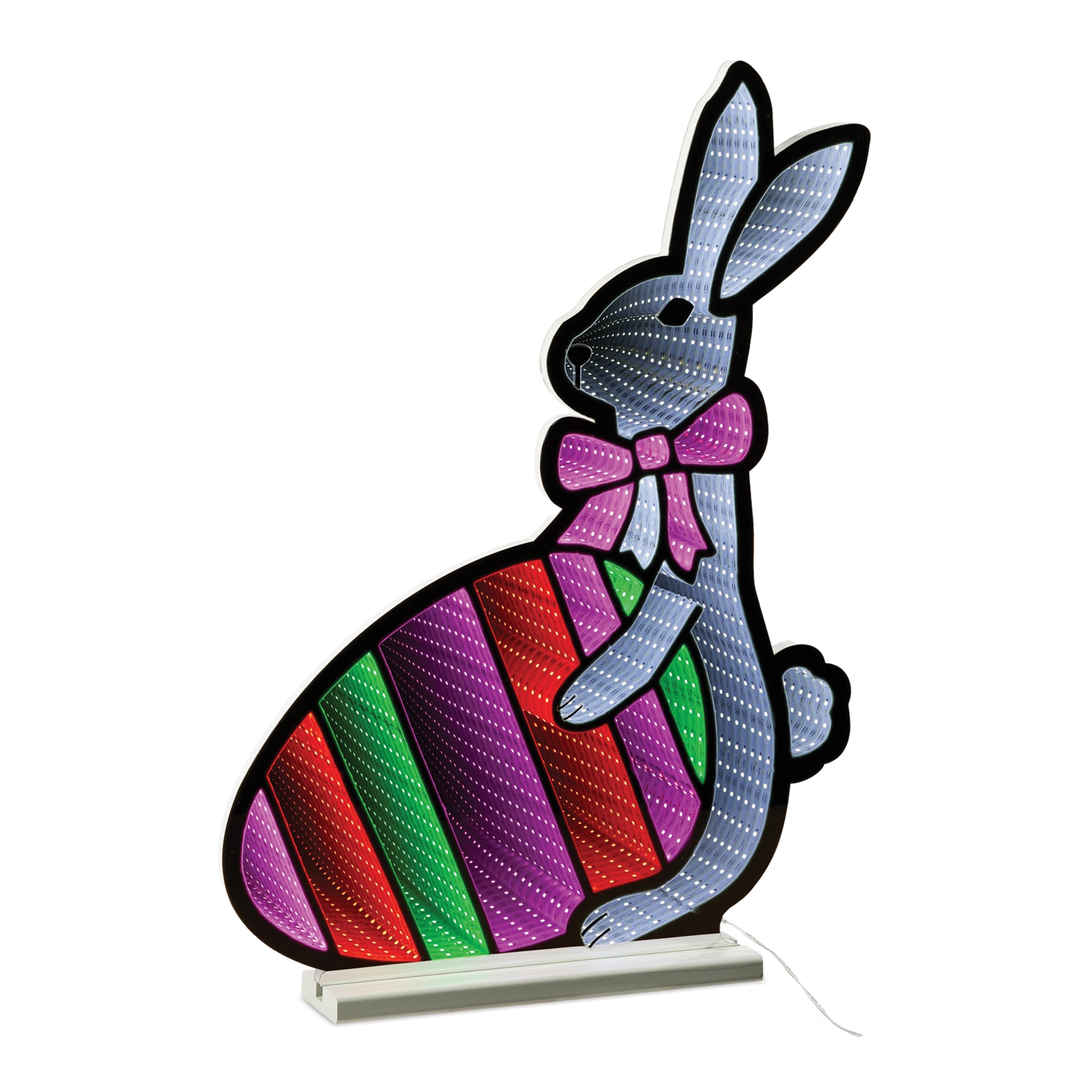 Bunny w/Easter Egg Infinity Light 23.5”H Acrylic UL Plug