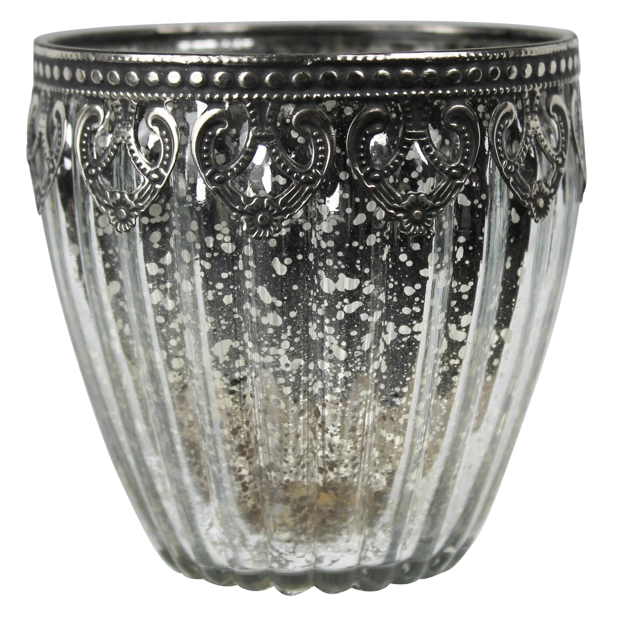Tealight Holder, Glass, Silver