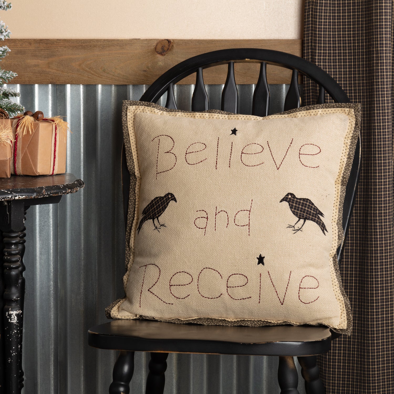 Kettle Grove Believe & Receive 18x18 Inch Farmhouse Cotton Throw Pillow Accent Decor