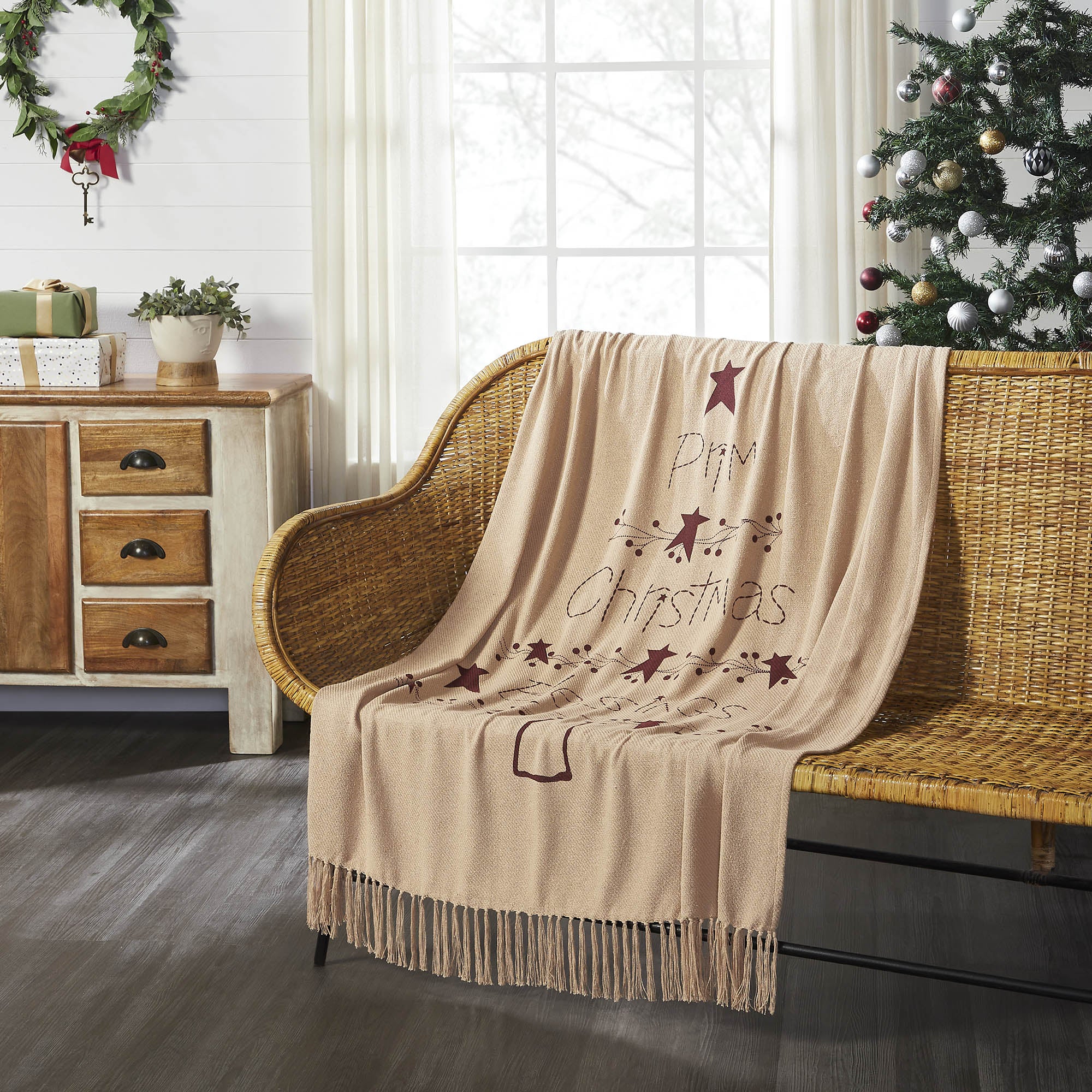 Gable Prim Christmas Blessings Woven Throw