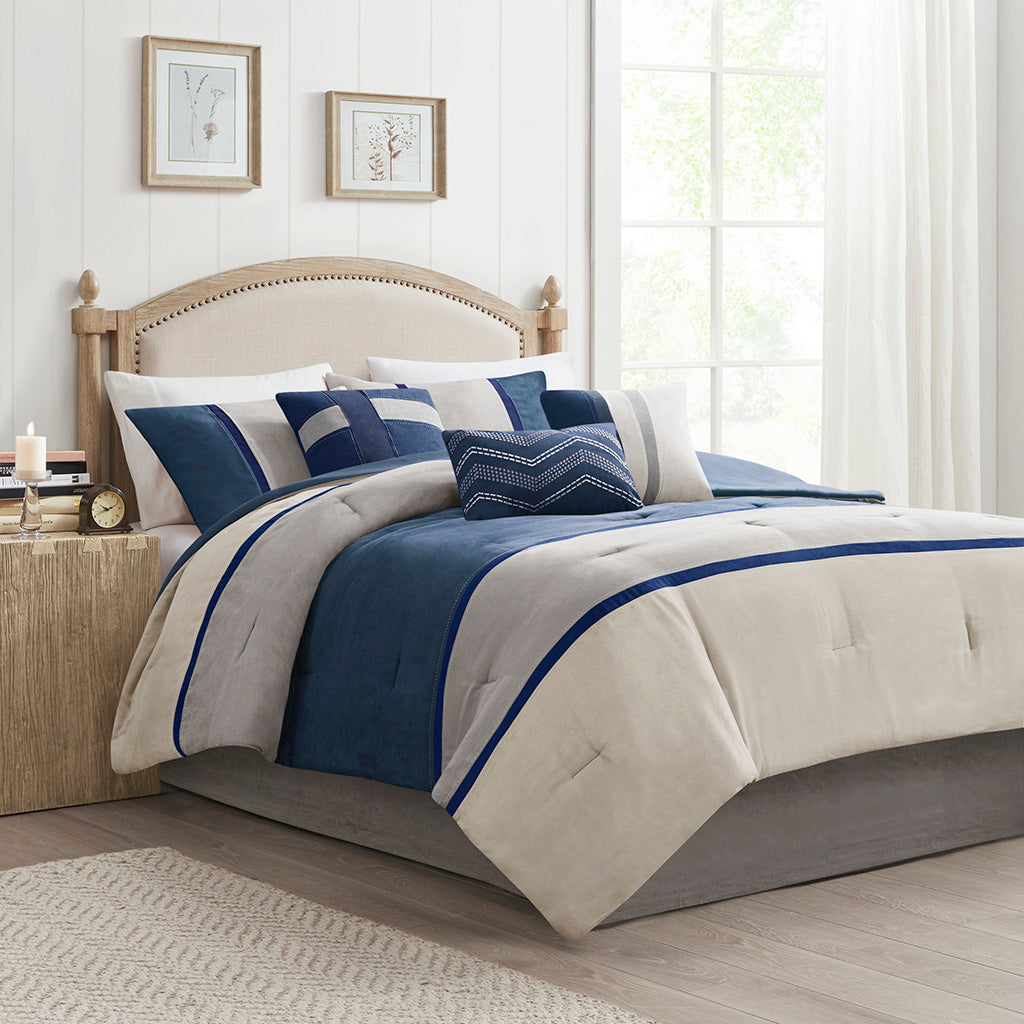 Palisades 7 Piece Faux Suede Comforter Set