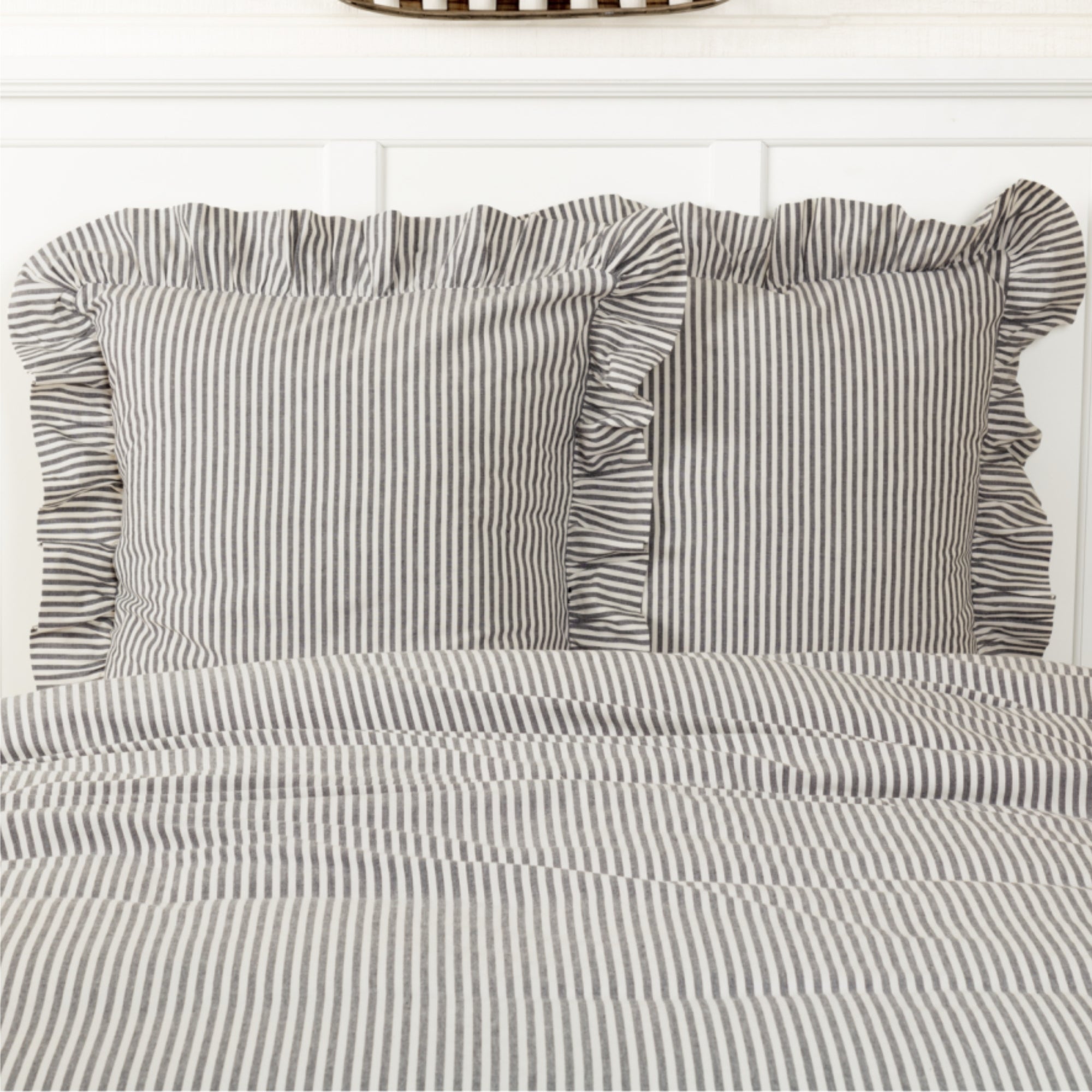 Farmhouse Ticking Gray Fabric Euro Sham