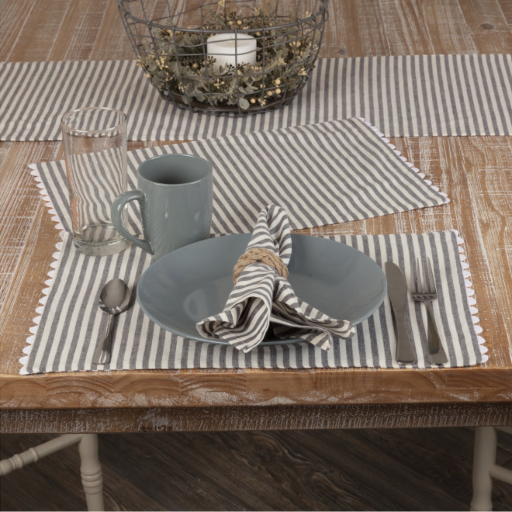 Farmhouse Ticking Gray Napkin Set of 4