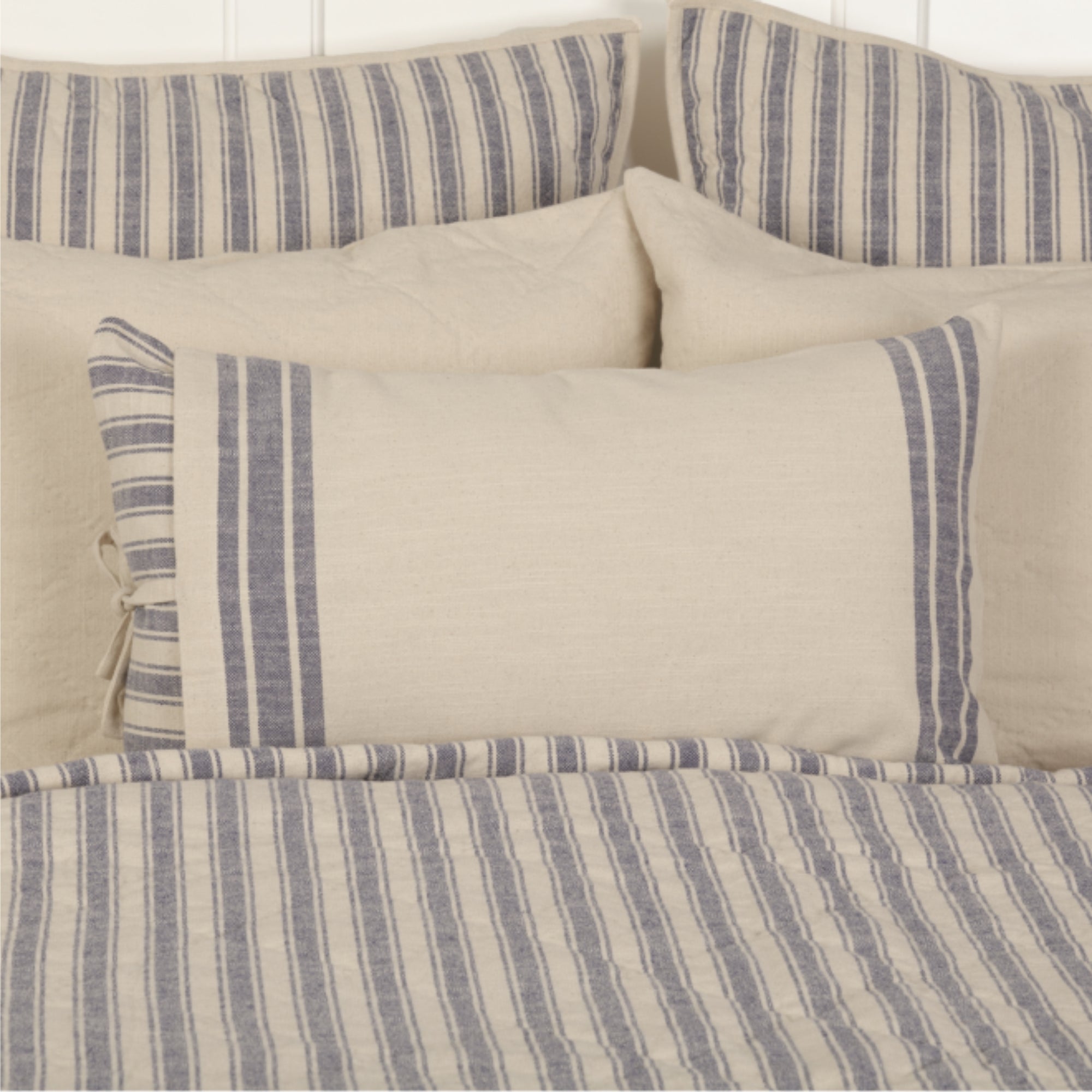 Market Place Blue Fabric Overcover Pillow Cover