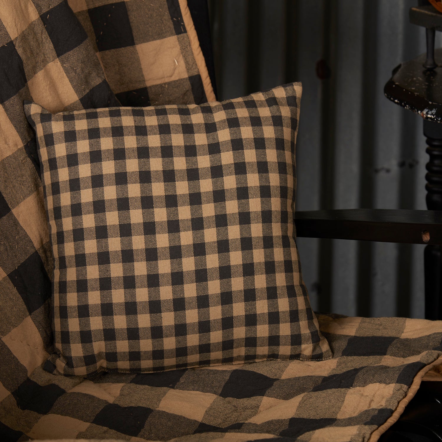 Black Check Fabric Pillow