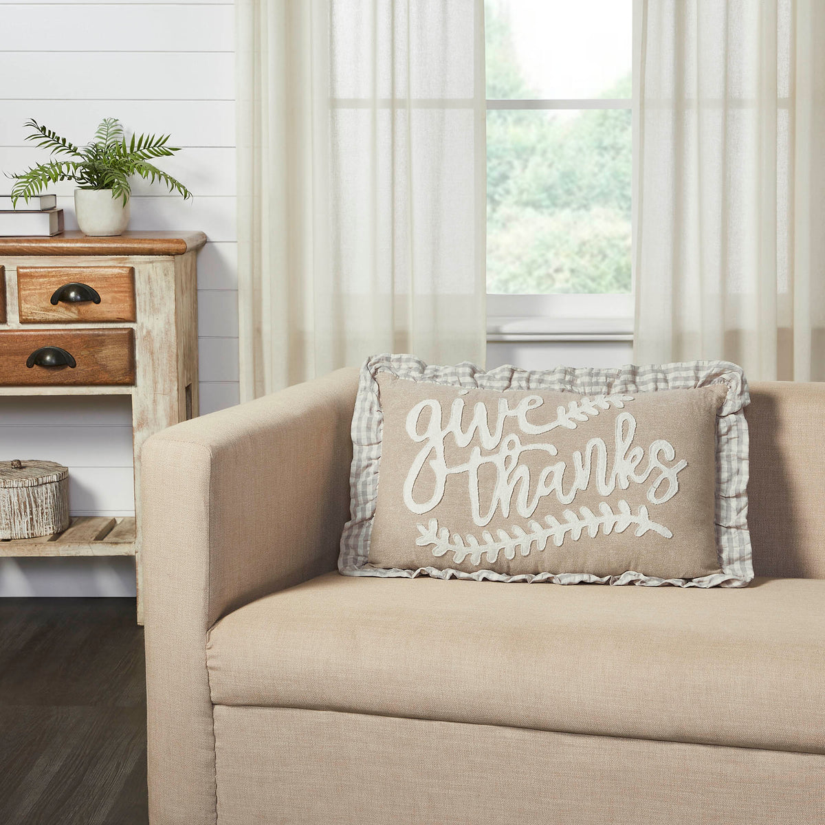 Grace Give Thanks Fall Thanksgiving Harvest Farmhouse Decorative Throw Pillow, Inch Embroidered Cotton Accent