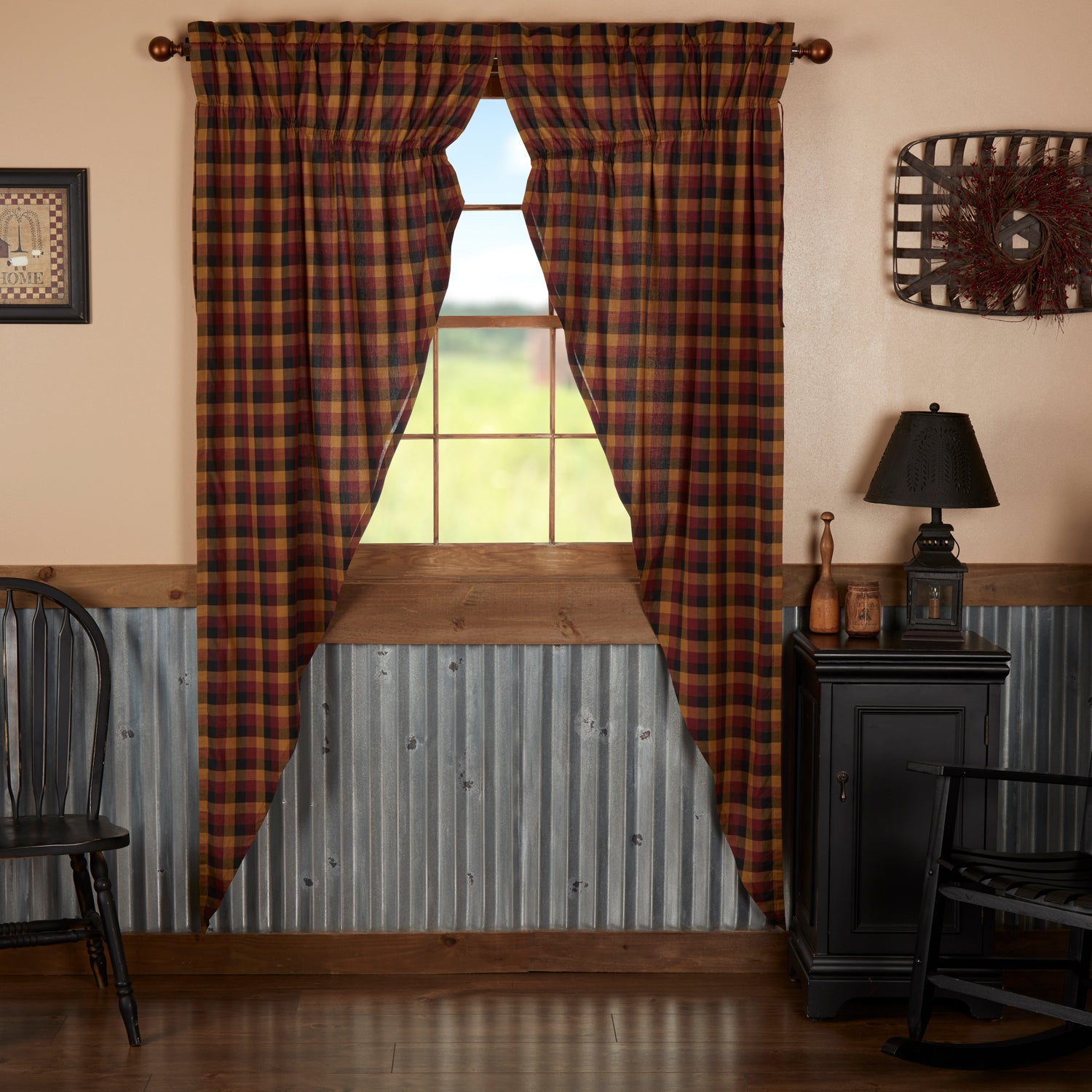 Heritage Farms Primitive Check Prairie Long Panel Set of 2
