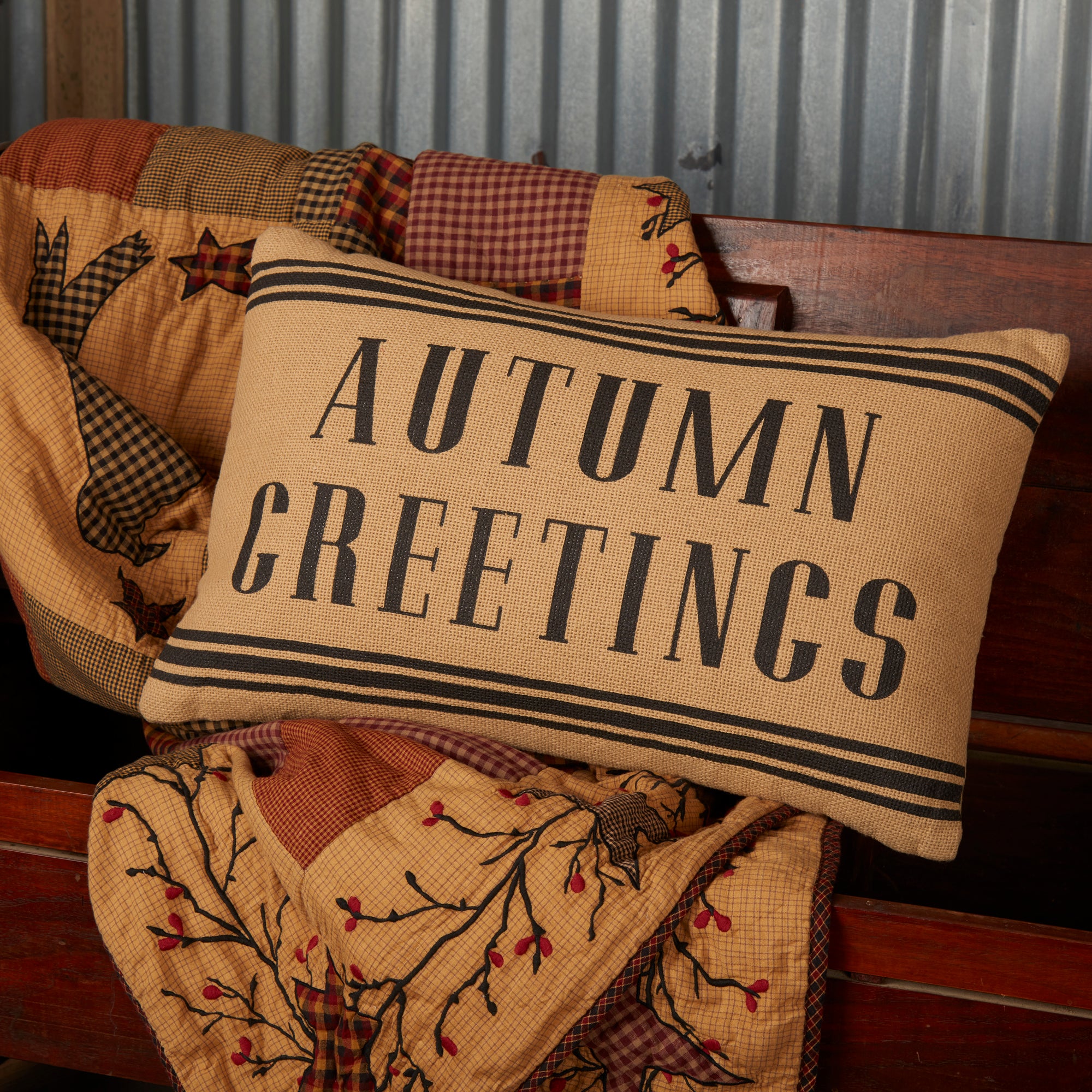 Heritage Farms Autumn Greetings Fall Harvest Decorative Lumbar Throw Pillow