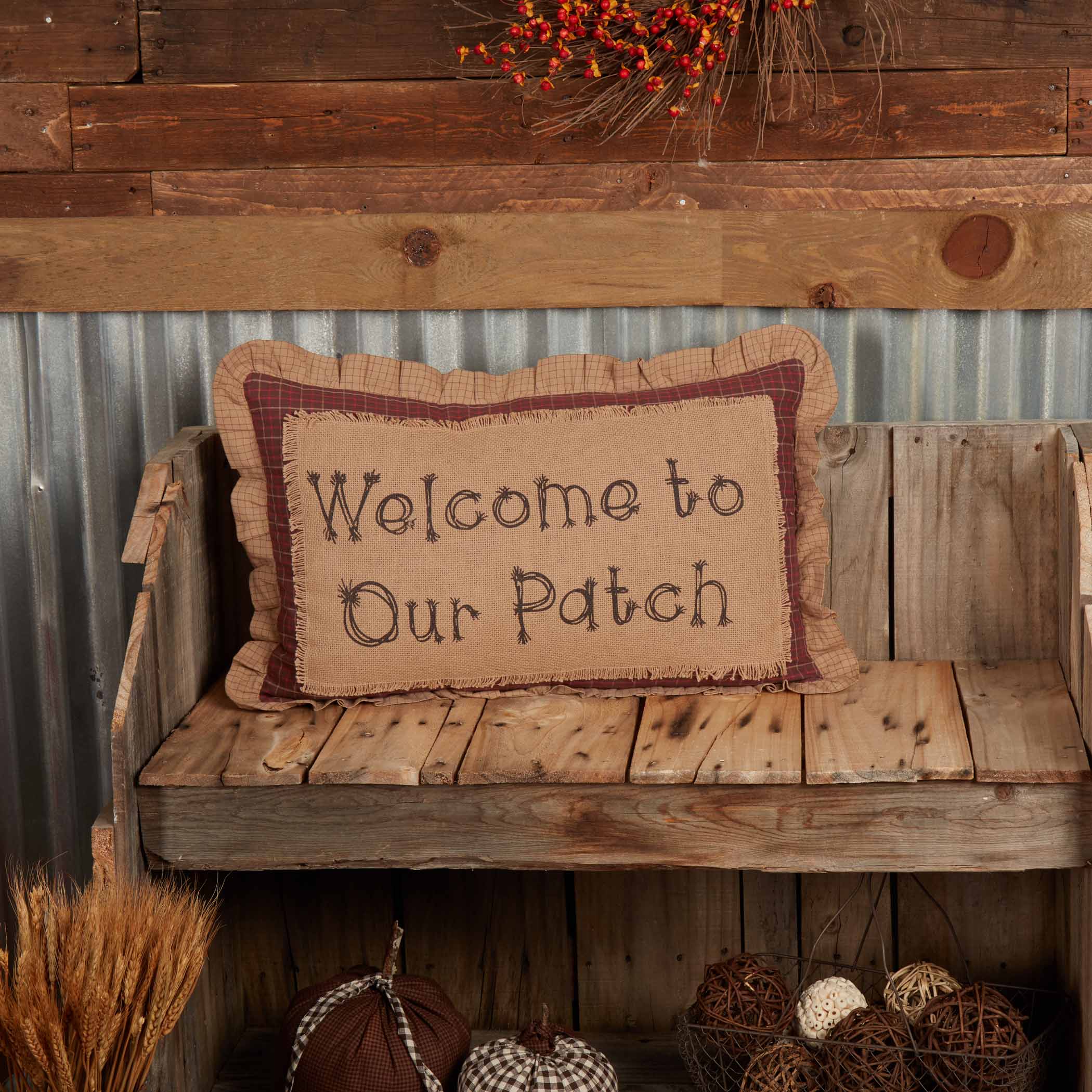 Landon Welcome to Our Patch Farmhouse Decorative Throw Pillow Inch Autumn Fall Harvest Seasonal Accent Cushion