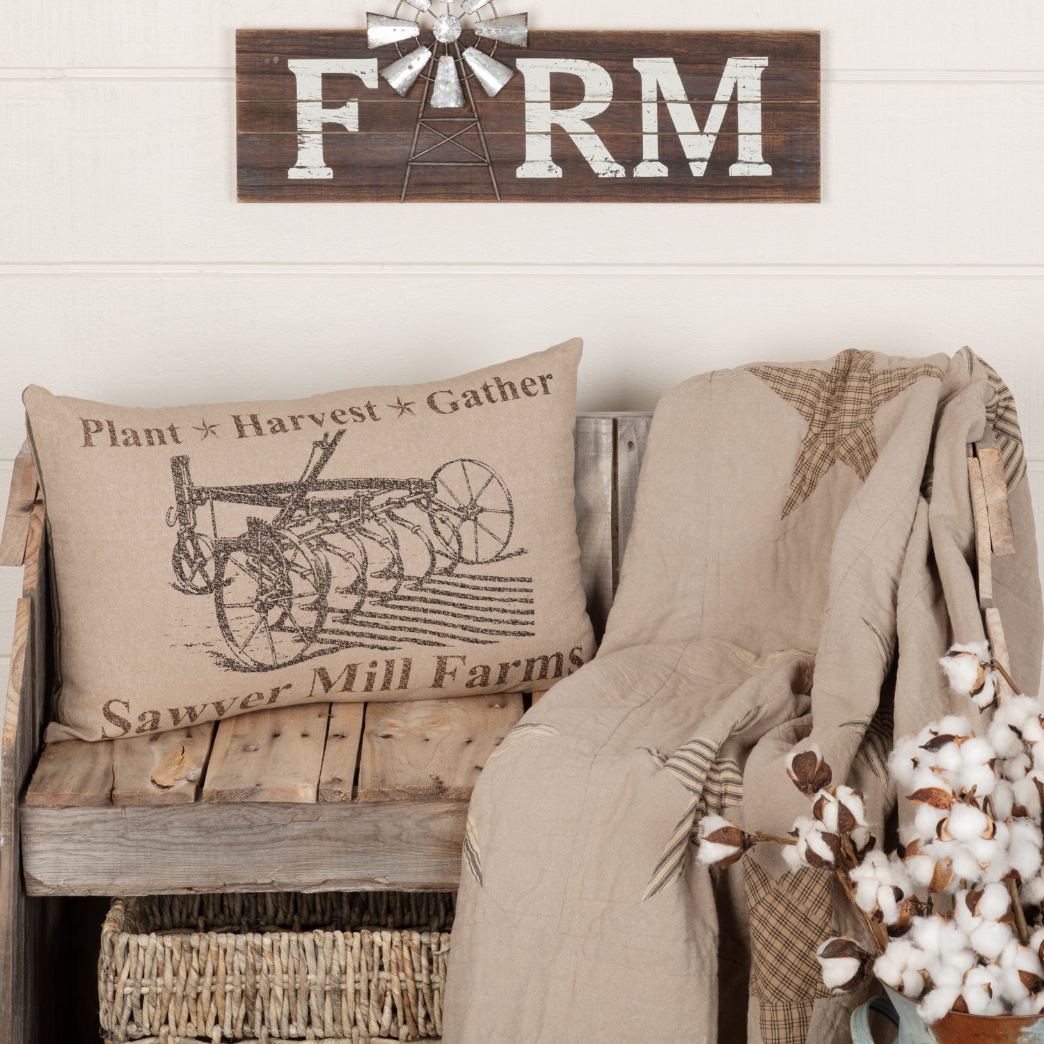 Sawyer Mill Farmhouse Rustic Charcoal Gray Plow Lumbar Throw Pillow Decorative Accent