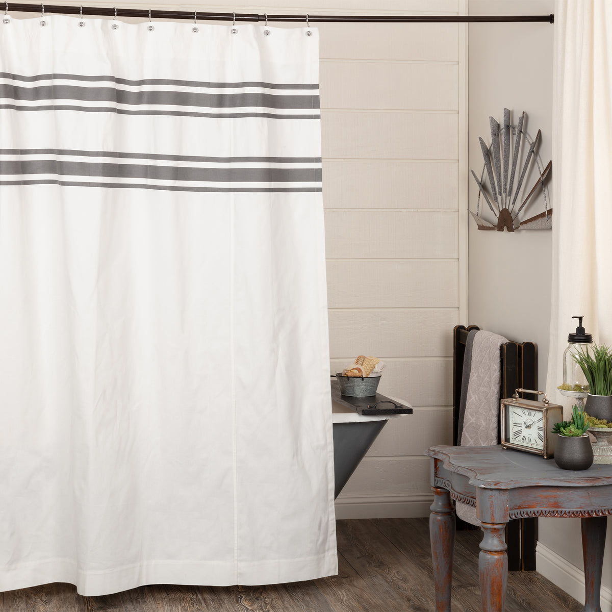 Silo Hill Charcoal Stripe Shower Curtain